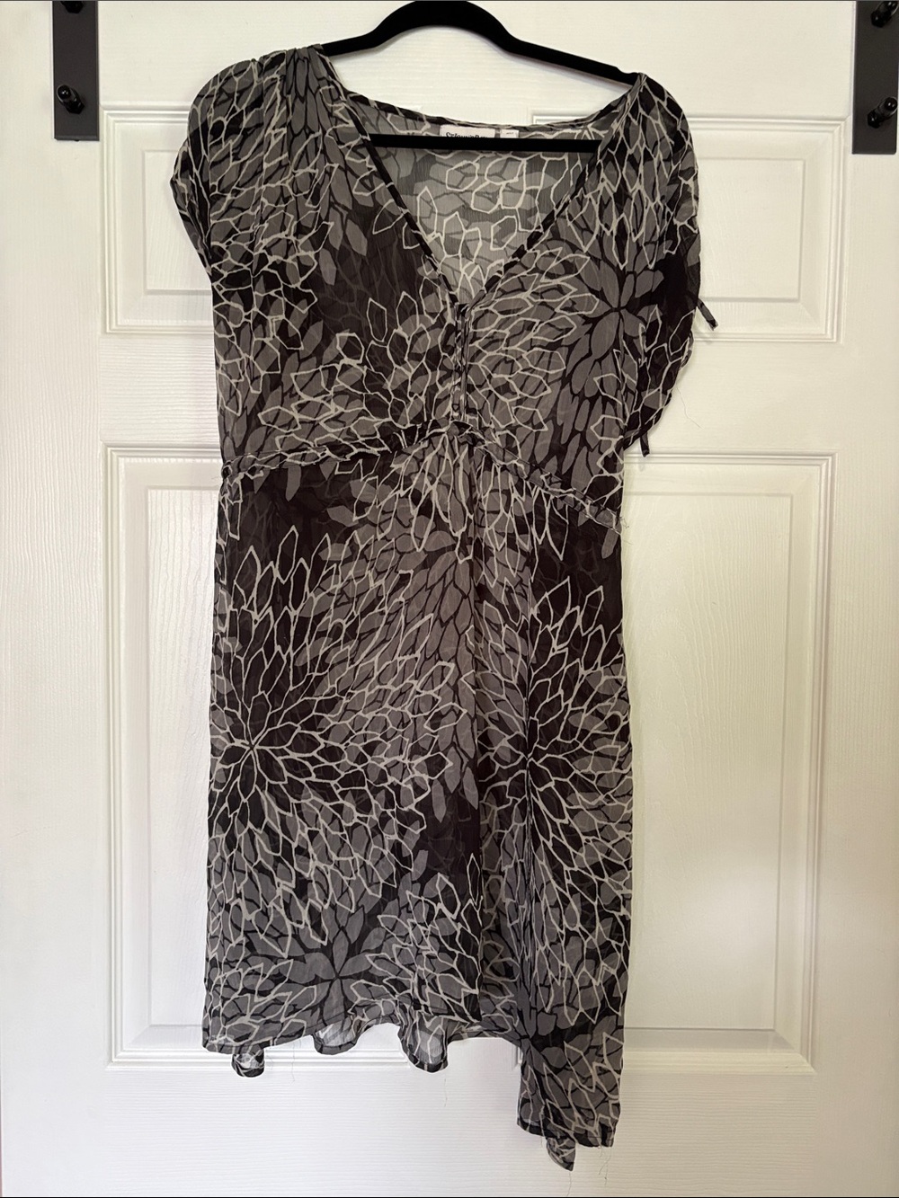 St. John's Bay Black and Gray Floral V-Neck Coverup Dress